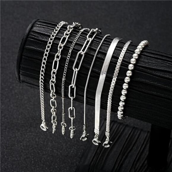 73 Pcs Gold Jewelry Set with 6Pcs Layered Necklace, 11 Pcs anklet and 7Pcs - Picture 7 of 8